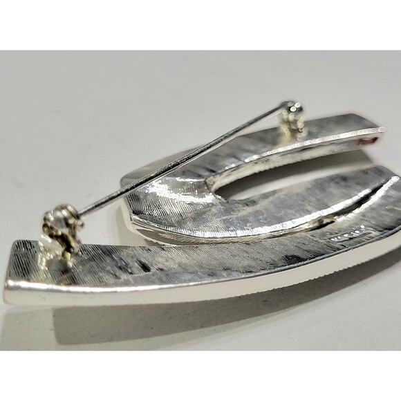 NWOT Estate Signed Napier Ribbon "Z" Rhinestone Brooch Bright Shiny - Picture 9 of 9